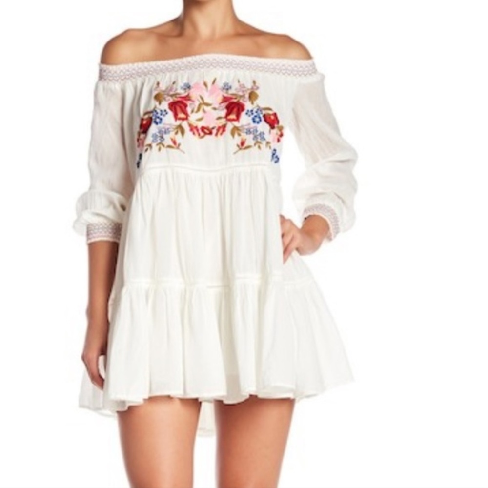 FREE PEOPLE SUN BEAMS MINI DRESS IN WHITE NWT - Picture 3 of 9